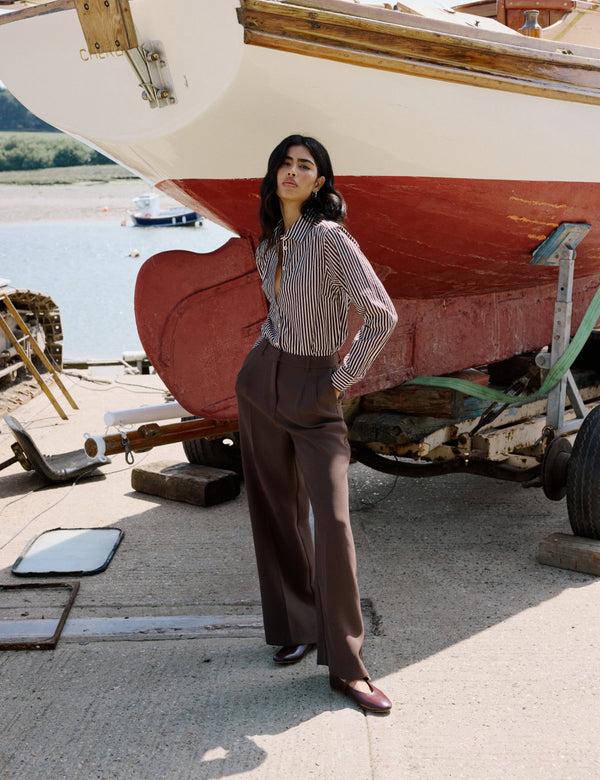 Nobody’s Child Chocolate Brown Jax Tailored Crepe Trousers