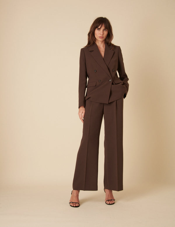 Nobody’s Child Chocolate Brown Jax Tailored Crepe Trousers