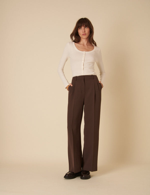 nobody’s child Chocolate Brown Jax Tailored Crepe Trousers