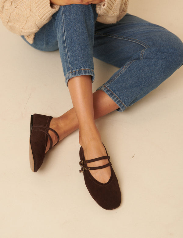 Nobody’s Child Chocolate Brown Suede Ballerina Flats
