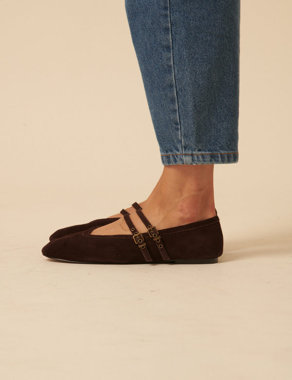 Nobody’s Child Chocolate Brown Suede Ballerina Flats