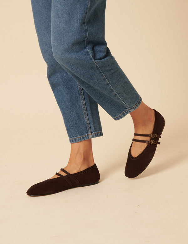 Nobody’s Child Chocolate Brown Suede Ballerina Flats