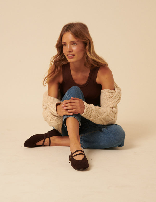 nobody’s child Chocolate Brown Suede Ballerina Flats