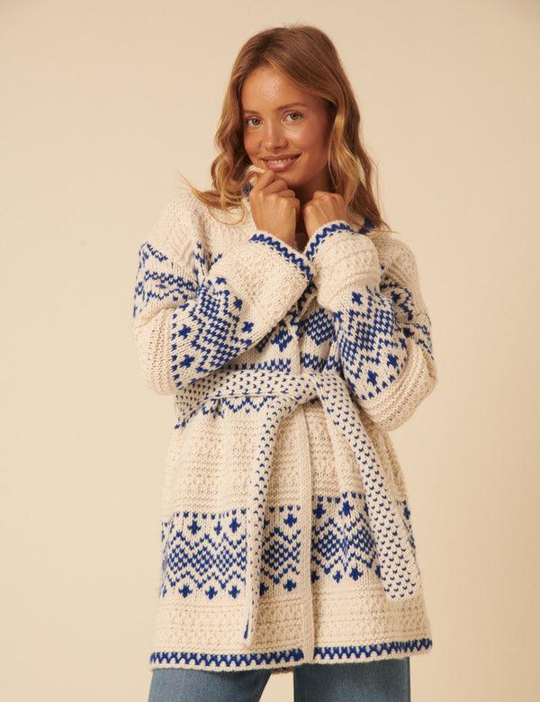 nobody’s child Cream Fair Isle Chunky Knit Cardigan
