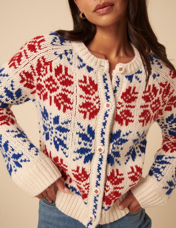 nobody’s child Cream Fair Isle Chunky Knit Cardigan