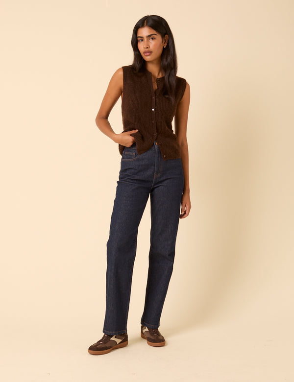 Nobody’s Child Dark Blue High Rise Kingston Straight Leg Jeans