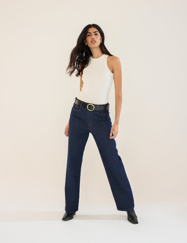 Nobody’s Child Dark Blue High Rise Kingston Straight Leg Jeans