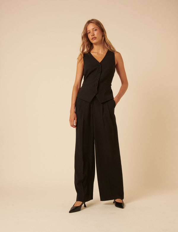 Nobody’s Child Dark Grey Wide Leg Tailored Trousers