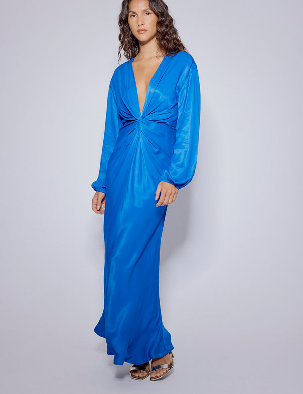 Nobody’s Child Electric Blue Balloon Sleeve Adina Midi Dress