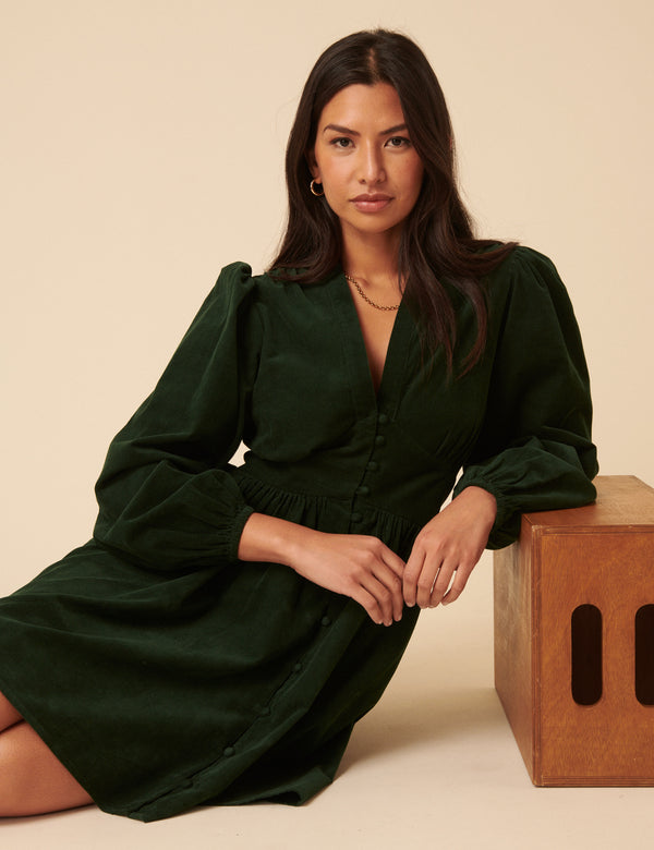 Nobody’s Child Forest Green Cord Starlight Mini Dress