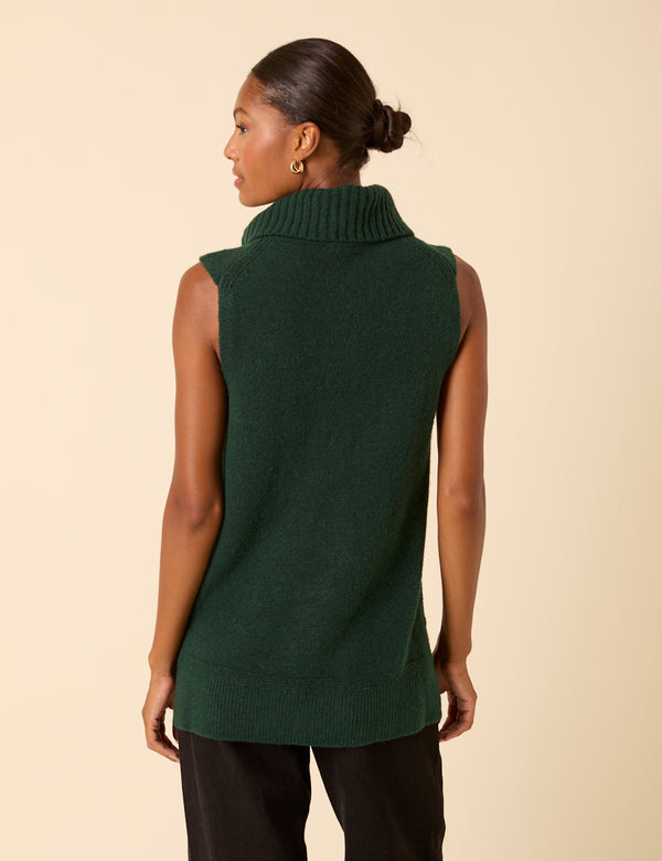 Nobody’s Child Forest Green Longline Roll Neck Vest