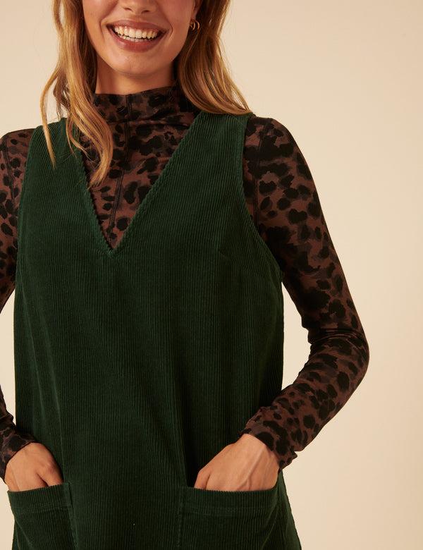 Nobody’s Child Forest Green Piper Pinafore Mini Dress