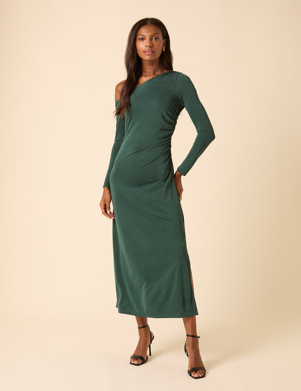 nobody’s child Green Asymmetric Long Sleeve Bethany Midi Dress