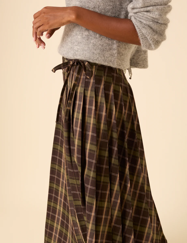 Nobody’s Child Green Check Tailored Kilt Midi Skirt