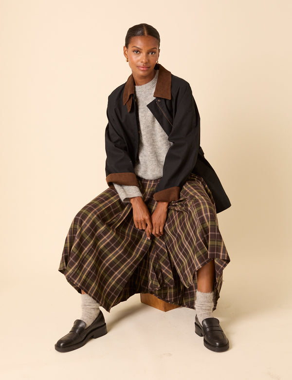 nobody’s child Green Check Tailored Kilt Midi Skirt
