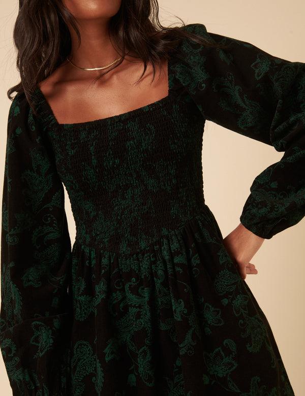 Nobody’s Child Green Floral Embroidered Long Sleeve Jupiter Mini Dress
