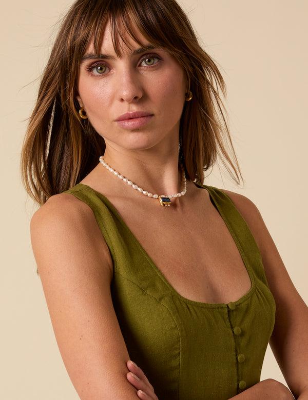 Nobody’s Child Green Linen-blend Drop Waist Cora Midi Dress