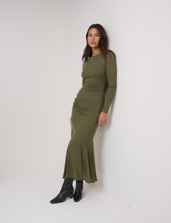 nobody’s child Green Long Sleeve Draped Tallulah Midi Dress nobody’s child Green Long Sleeve Draped Tallulah Midi Dress