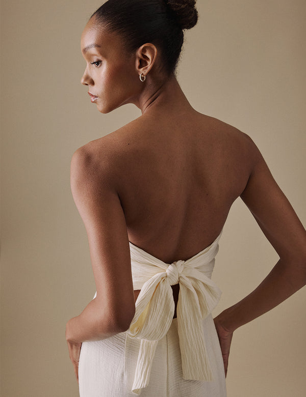 Nobody’s Child Ivory Wide Leg Bandeau Rory Bridal Jumpsuit