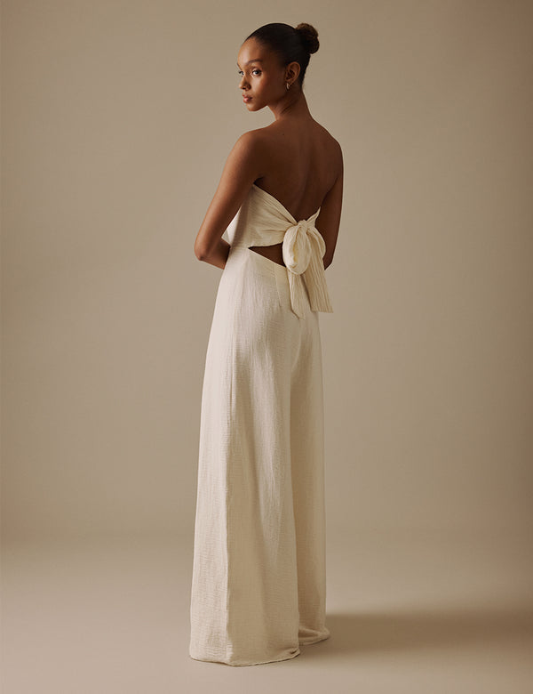 Nobody’s Child Ivory Wide Leg Bandeau Rory Bridal Jumpsuit