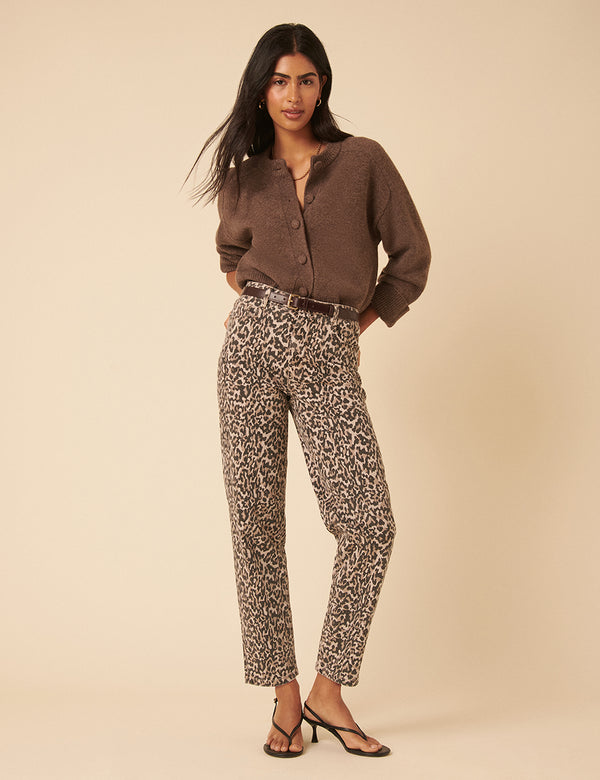 nobody’s child Leopard Print Mid Rise Camden Tapered Jeans