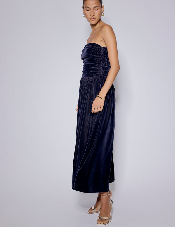 Nobody’s Child Navy Velvet Bandeau Felicity Midaxi Dress