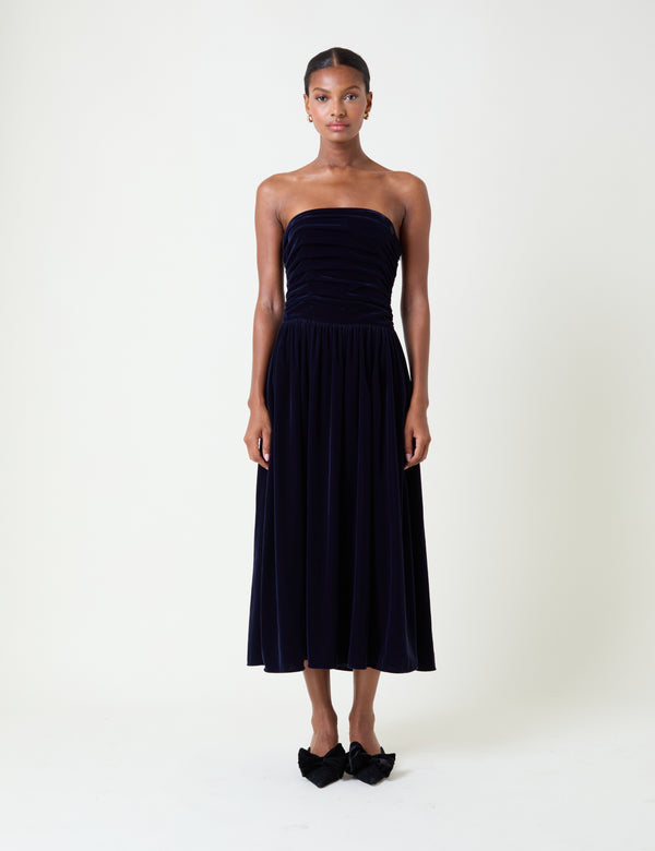 nobody’s child Navy Velvet Bandeau Felicity Midaxi Dress