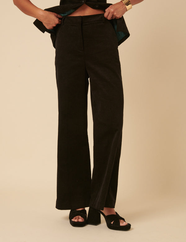 Nobody’s Child NC X Lisou Black Cord High Waist Wide Leg Trousers