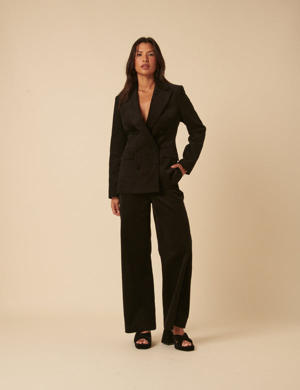 Nobody’s Child NC X Lisou Black Cord High Waist Wide Leg Trousers