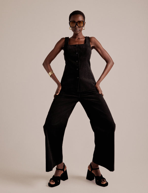 nobody’s child NC x Lisou Black Cord Longline Tailored Waistcoat nobody’s child NC x Lisou Black Cord Longline Tailored Waistcoat