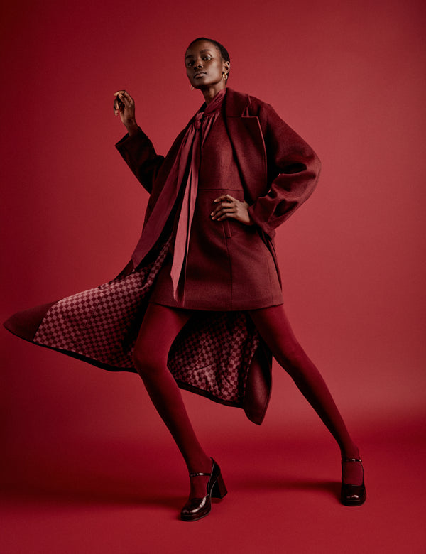 nobody’s child NC x Lisou Burgundy Wool Blend Tailored Longline Coat nobody’s child NC x Lisou Burgundy Wool Blend Tailored Longline Coat