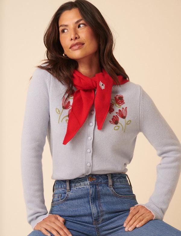 Nobody’s Child NC X TBCo Blue Floral Embroidered Wool Cardigan