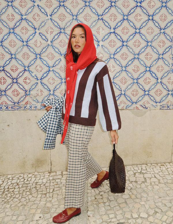 nobody’s child NC x TBCo Brown And Blue Striped Wool Jumper