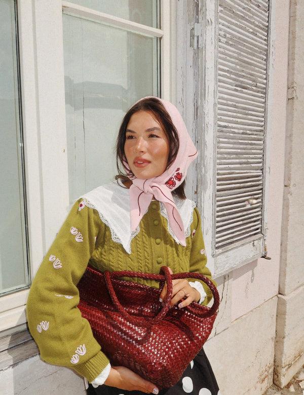 Nobody’s Child NC X TBCo Pink Floral Wool Triangle Scarf