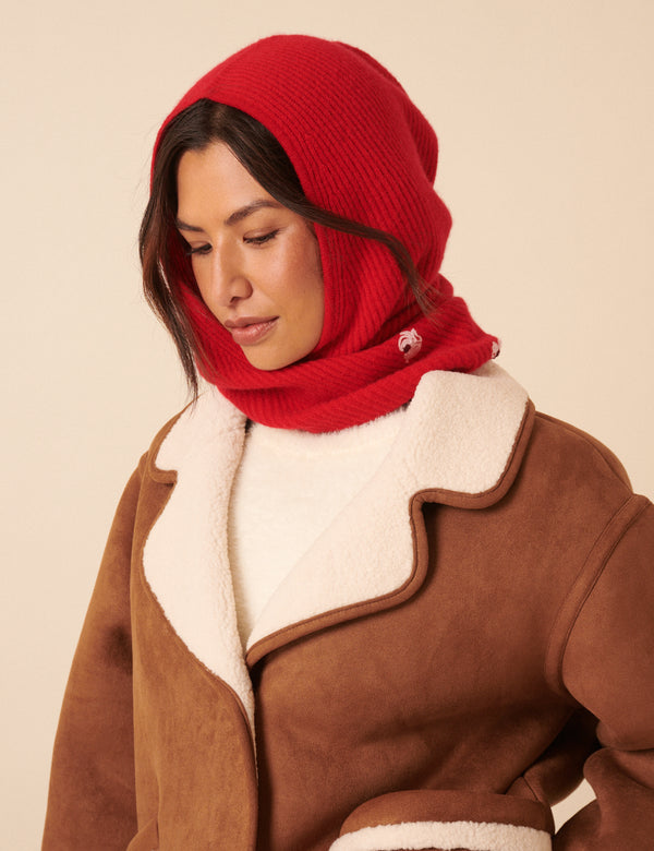 Nobody’s Child NC X TBCo Red Floral Wool Triangle Hood