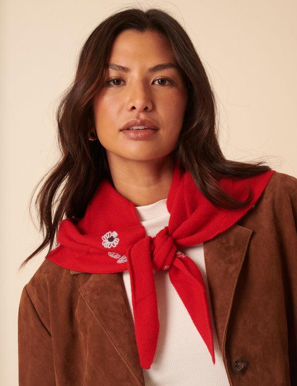 Nobody’s Child NC X TBCo Red Floral Wool Triangle Scarf