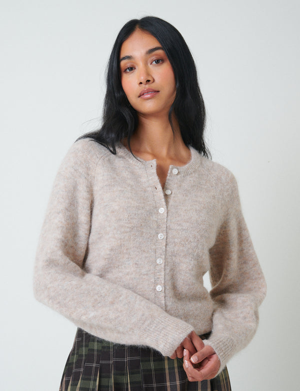 Nobody’s Child Beige Barrel Sleeve Cardigan