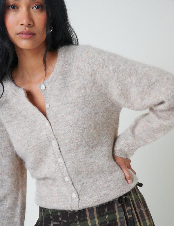 nobody’s child Beige Barrel Sleeve Cardigan