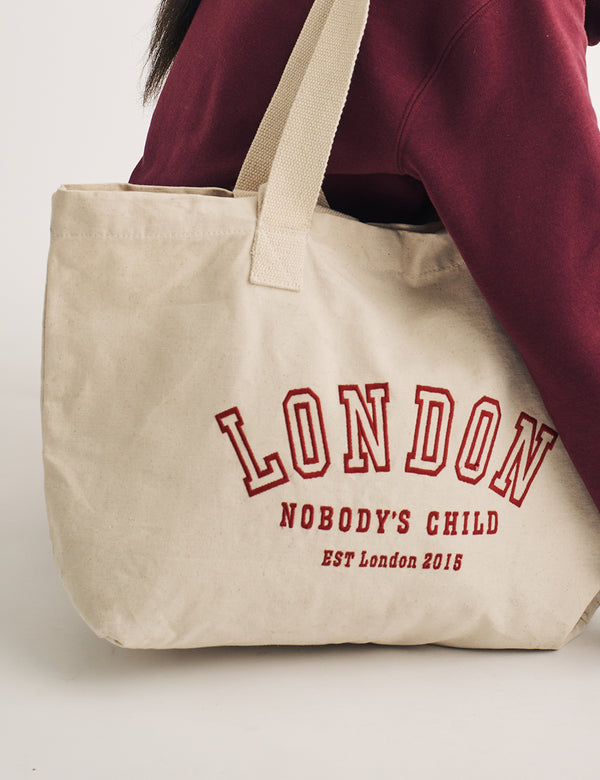 Nobody’s Child Beige London Logo Canvas Tote Bag