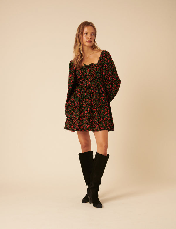 Nobody’s Child Black Cherry Print Raya Mini Dress