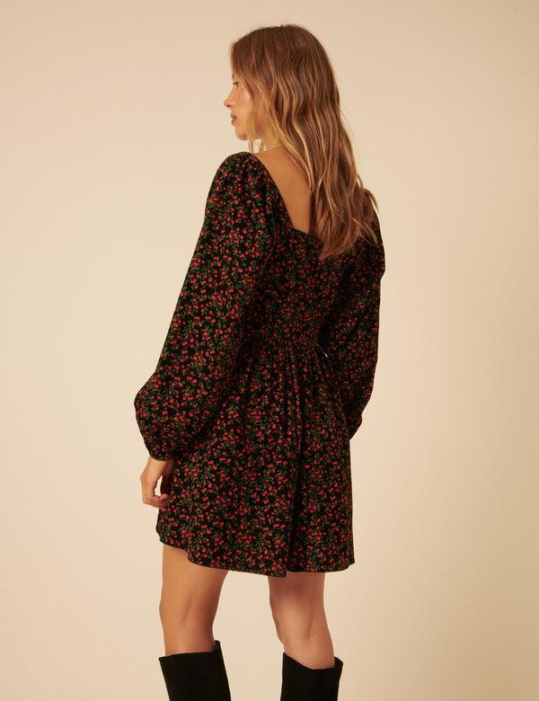 Nobody’s Child Black Cherry Print Raya Mini Dress