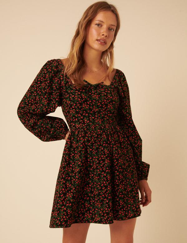nobody’s child Black Cherry Print Raya Mini Dress