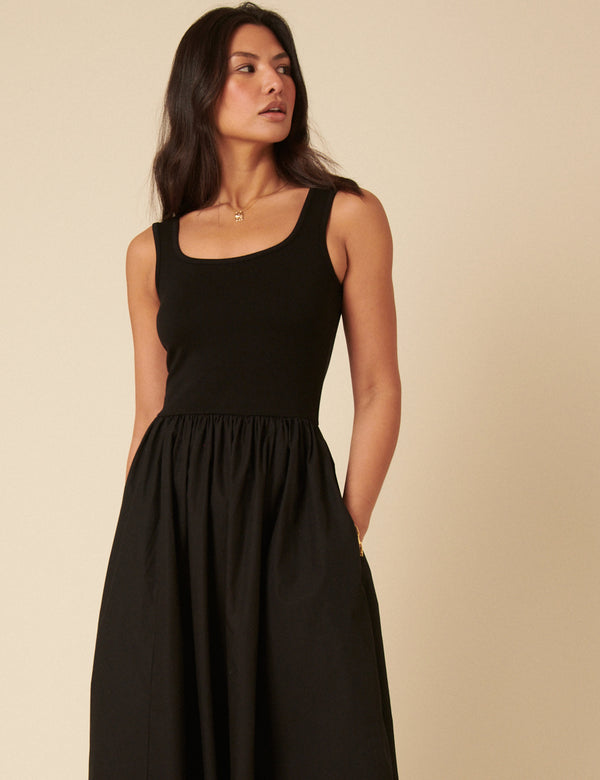 Nobody’s Child Black Colorado Skater Midi Dress