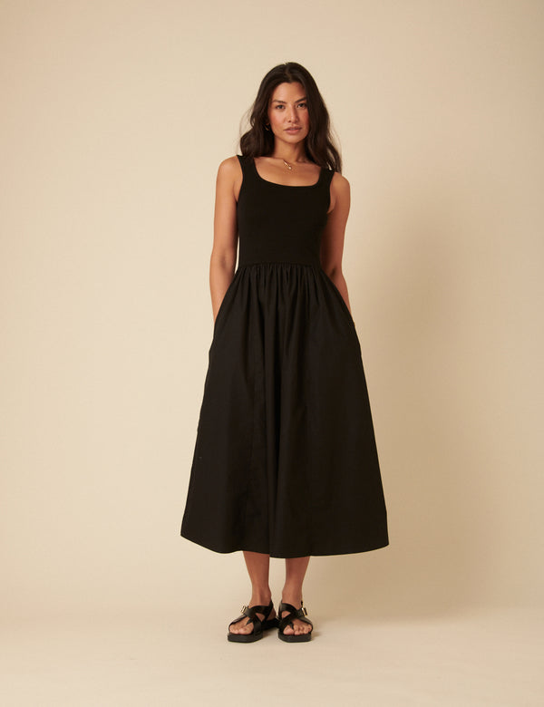 nobody’s child Black Colorado Skater Midi Dress