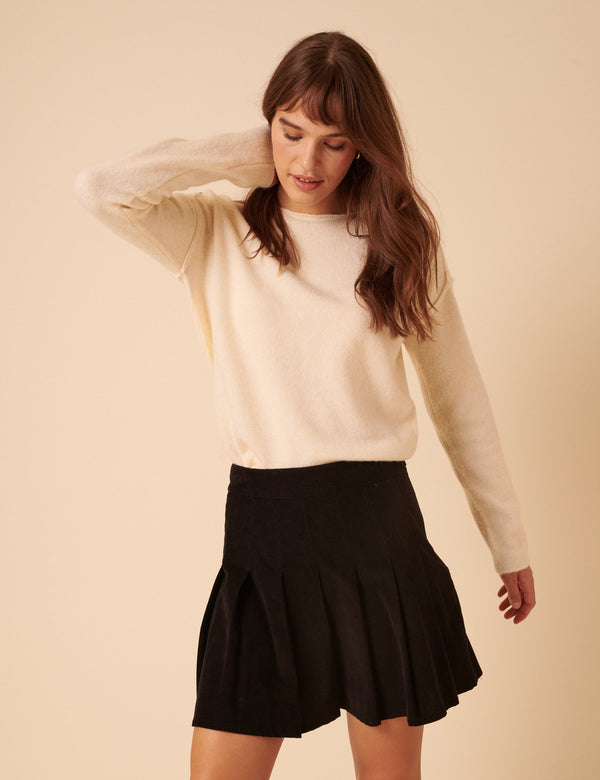 Nobody’s Child Black Cord Pleated Mini Skirt