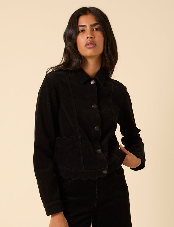 Nobody’s Child Black Cord Scallop Trim Jacket