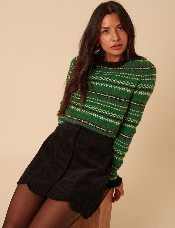 Nobody’s Child Black Cord Scallop Trim Mini Skirt