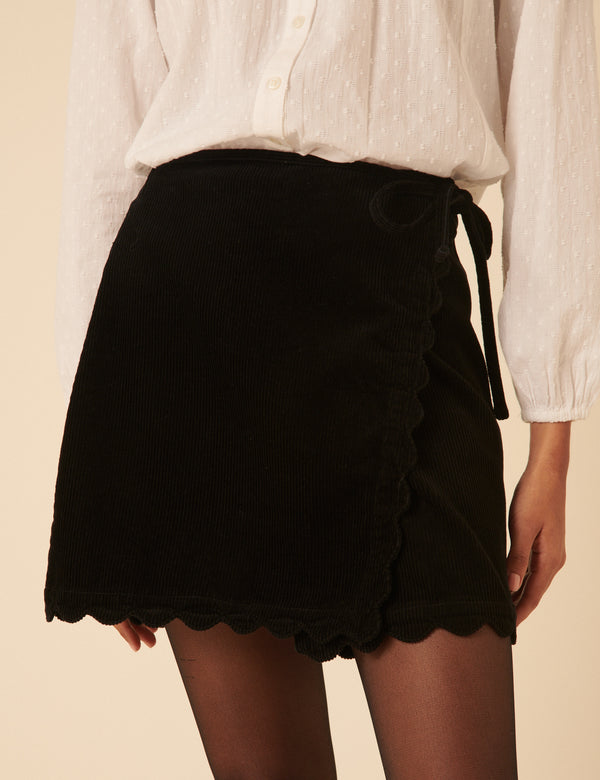 Nobody’s Child Black Cord Scallop Trim Mini Skirt