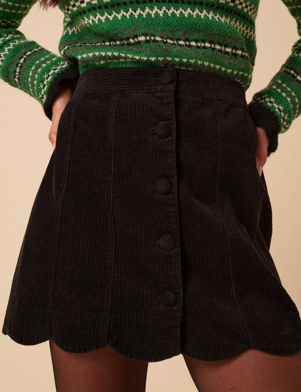 nobody’s child Black Cord Scallop Trim Mini Skirt