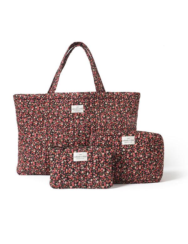 Nobody’s Child Black Ditsy Floral Makeup Bag